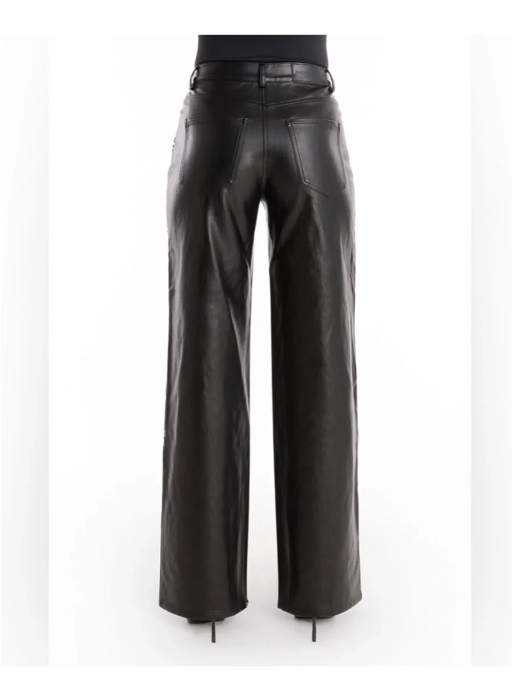 Noli Black Laser-Cut Wide-Leg Leather Pants - Picture 3 of 3